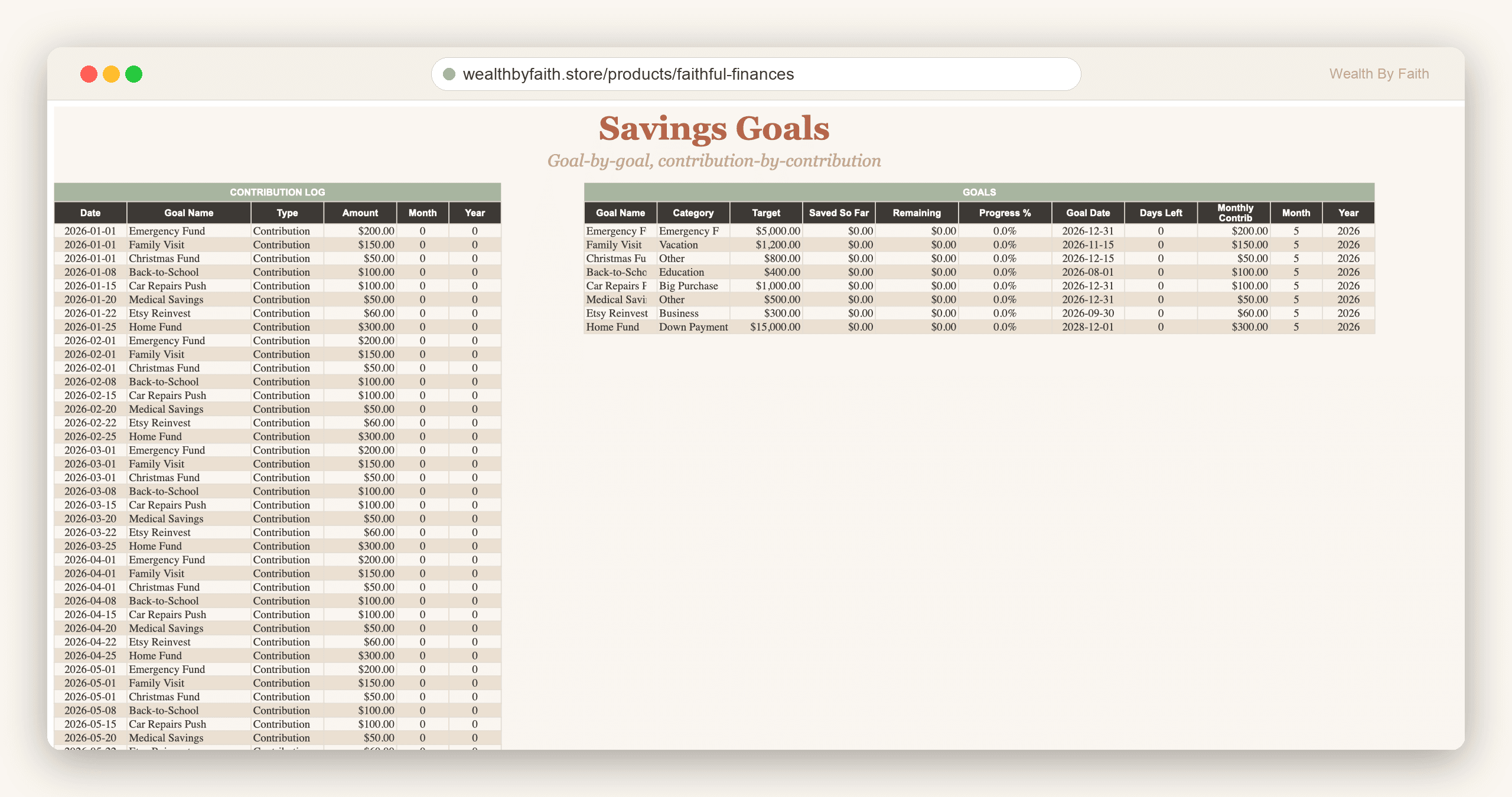 Savings Challenge Bundle preview — goal progress tracking